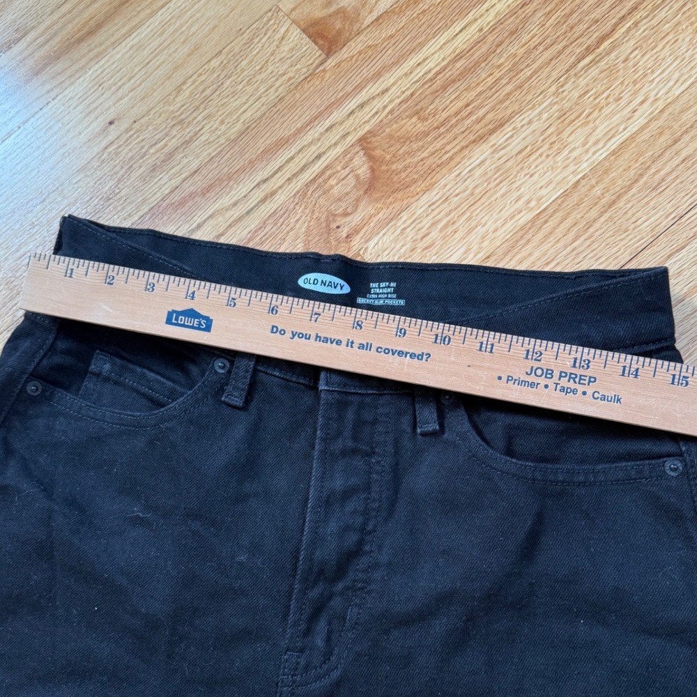 Old Navy Womens The Sky High Straight Black Jeans Extra High Rise Slim Pocket - Picture 6 of 8
